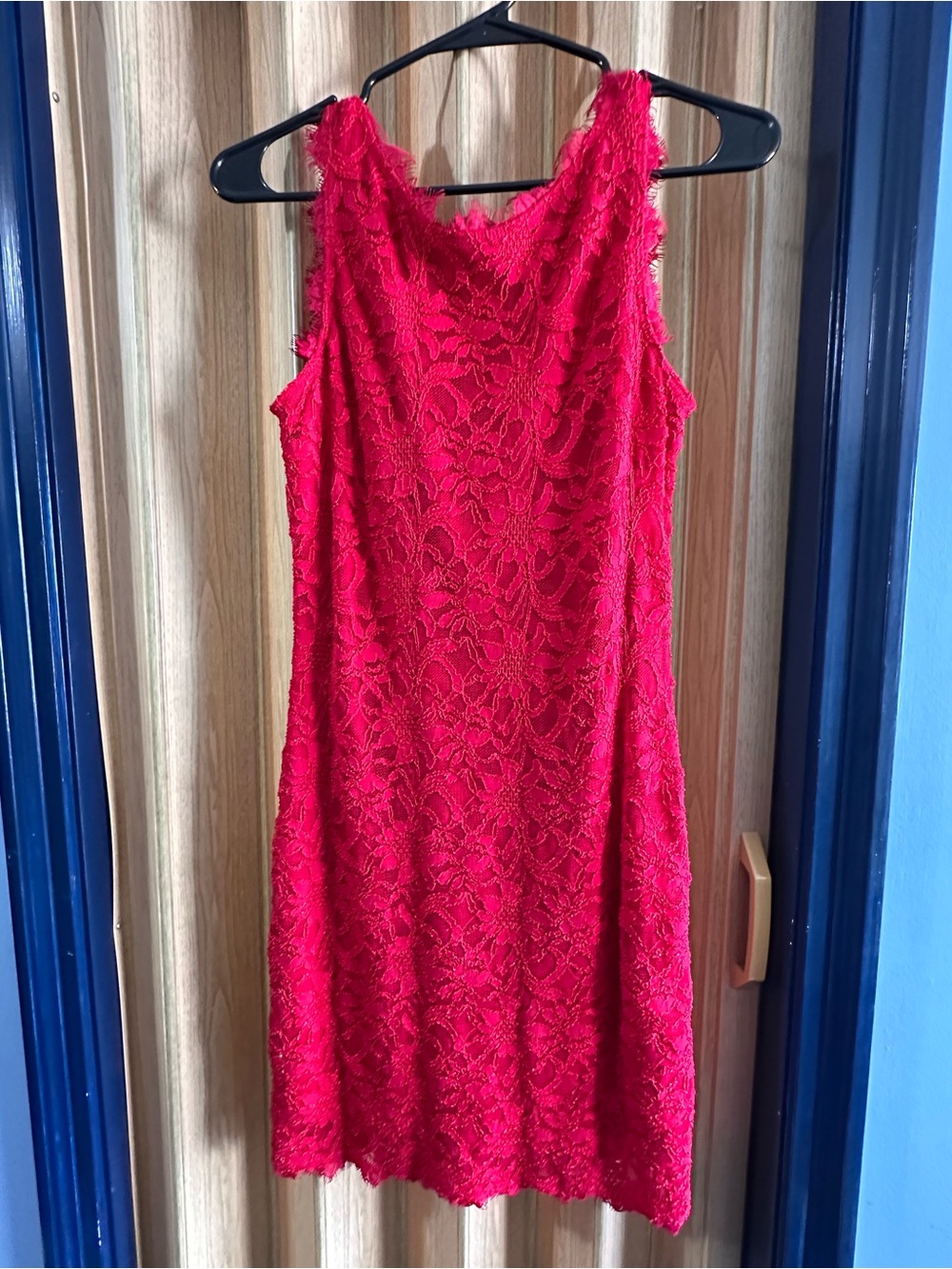Wendye Chaitin Red Lace Midi Dress